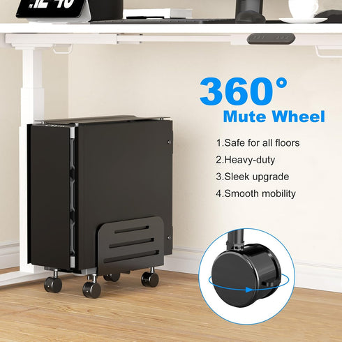 5.5 9.8 inch Cart,Black(ZJJ005) suptek Computer Tower Stand,Mobile CPU Rolling Stand, to Wide Adjustable Mobile Cart