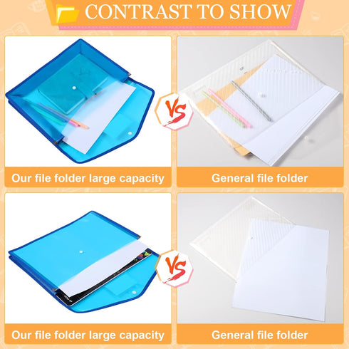 B4 Plastic Expanding File Folders Wallet, Colorful Document Organizer with Snap Closure for Office, 14 Pack