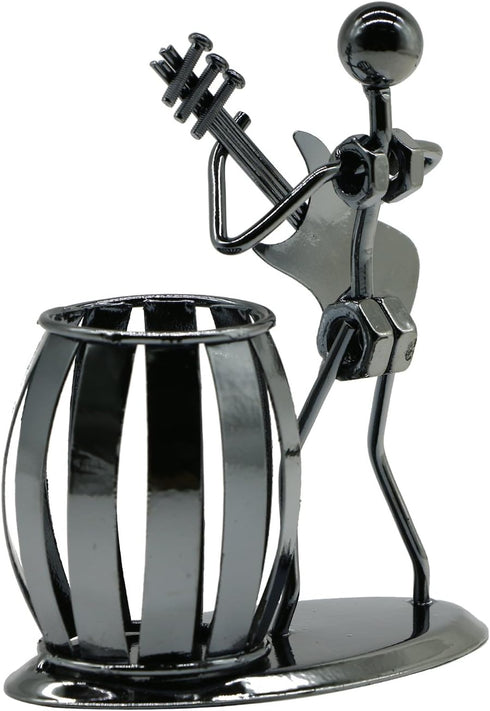 Guitar Pen Holder, Creative Desktop Accessories, Multipurpose Metal Desk Pencil Holder for Gifts and Office