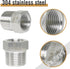 Stainless Steel Reducer Hex Bushing, 3/8 Male to 1/4 Female NPT Thread Reducing Adapter (Pack of 2)