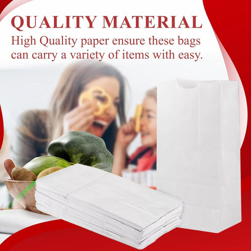 Concession Essentials 4 lb Packaging 1,200 - White Paper Bags Food Service Paper Bags for Bakery, Candy, Snacks