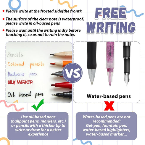 Gueevin 100 Sheets Extra Large Jumbo Transparent Sticky Notes, Clear Self Sticky Notes, Office School Supply (Clear,