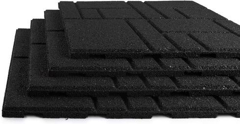 16" 16" 4 Playsafer Squarescape Rubber Interlocking Tile for Outdoor and Indoor Use | X | Easy Installation (Black