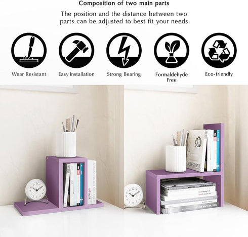 Jerry & Maggie Desktop Organizer Office Storage Rack, Adjustable Wood Display Shelf for Birthday Gifts, Toy Home Decor