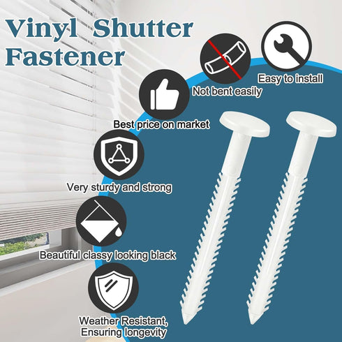QincLing 30Pcs 3 Inch Vinyl Shutter Fasteners, White Window Shutter Panel Pegs Shutter Screws Lok Pins Plastic Shutter
