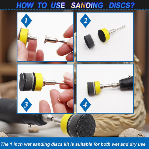 279PCS 1Inch Accessories,60-10000 Sanding Discs and Drum for Dremel Tool Grit Hook and Loop Sandpaper for Polishing