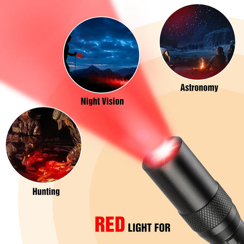 EverBrite Red Light Penlight Flashlight with 395nm UV Blacklight/White Light, Multi-Function LED Pocket Pen Light, AAA Batteries Included, for Night Vision, Pet Stain Detection, Camping, 2pack by EverBrite