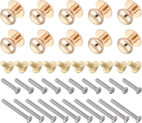 Mini Drawer Pulls 10Pcs, Zinc Alloy Round Head Knobs with Screws for Home Cabinet Drawer Handle, Light Gold