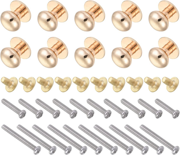 Mini Drawer Pulls 10Pcs, Zinc Alloy Round Head Knobs with Screws for Home Cabinet Drawer Handle, Light Gold