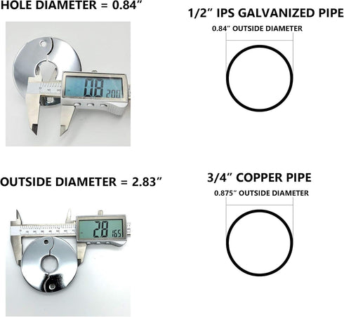Floor and Ceiling Plate Cover Split Flange Replacement Kit, Fits 1/2 Inch IPS Galvanized Pipe