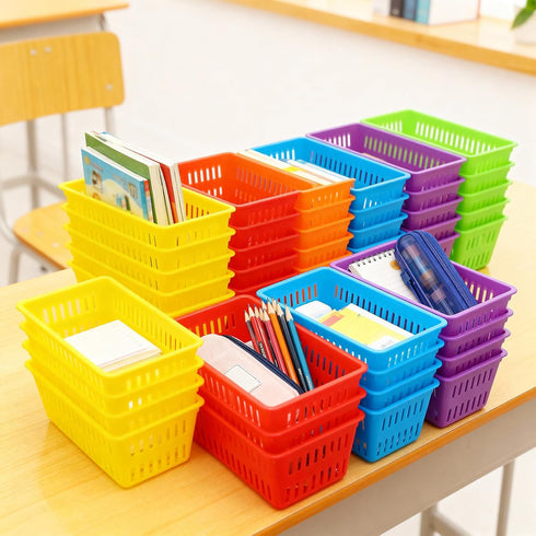 Odowalker 36 Pack 6.1" 4.5" 2.36" Mini Storage Baskets Bins, Colorful Crayon Pencil Container Storage Trays, Small