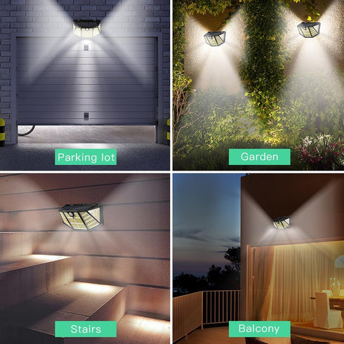 2 Pack Solar Light Outdoor, IP67 Waterproof 3 Light Modes High-Brightness 310LED Sensor Lights for Garden