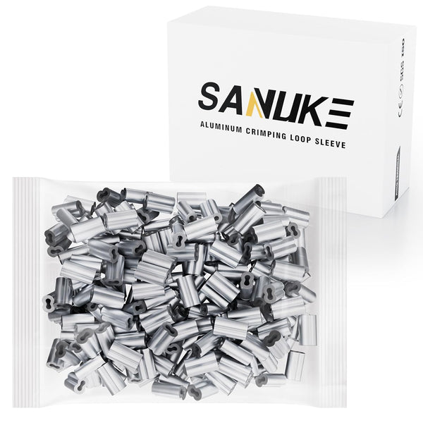 Sanuke 200PCS 3/64" Aluminum Crimping Loop Sleeve for 3/64" Diameter Wire Rope and Cable