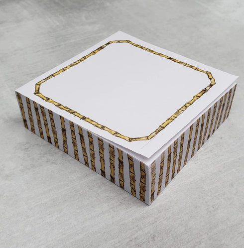 Bamboo Frame Sticky Note Cube, 3 3/8" x 3 3/8" x 1" (CUBE)