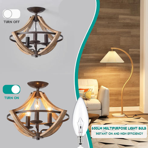 MEQIQTEK E12 60 Bulbs, Bulbs 2500K, 500 Dimmable B10 Bulbs (12 Pack) Watt Incandescent Candle Light Chandelier Light