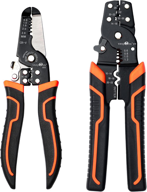 Wire Stripper Crimper Pliers Set for AWG 10-22, 2 PCs Wire Stripping and Crimping Tool with Wire Cutter