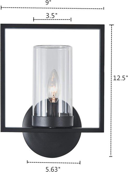 1 13" Transitional Light Textured Black Outdoor/Indoor Wall Sconce Tall