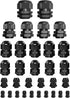ISPINNER 32pcs Nylon Cable Gland Waterproof IP68 Adjustable 3-18mm, NPT 3/4, NPT 1/2, PG13.5 (Black)