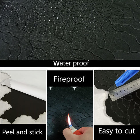 XUANINY 7-Sheet Peel and Stick Metal Backsplash Tiles, Self Adhesive Aluminum Mosaic 3D Wall Sticker for Kitchen Decor