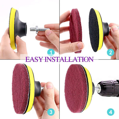 Swpeet 16Pcs 5Inch 3 1 Different Color Scrubbing Pads Drill Powered Brush Tile Scrubber Scouring Pads Cleaning Kit