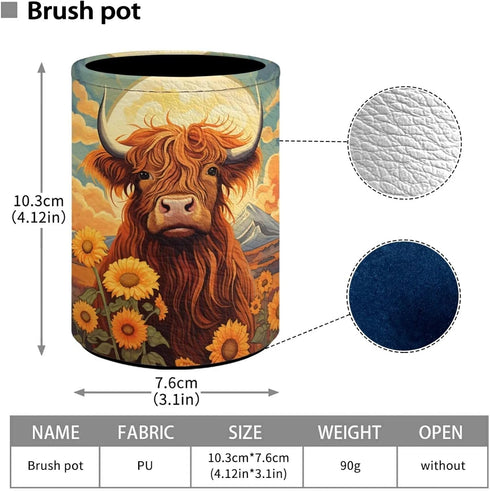 Upetstory Highland Cow Pencil Holder, Desk Office Classroom Pen Cup, Storage Pouch, Makeup Brush Holder, Holiday Gifts