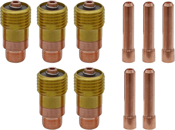 TIG Welding Torch STUBBY Gas Lens Collet Body 17GL332, 3/32" & Collet 10N24S, Copper Consumables KIT for WP 17 18 26,