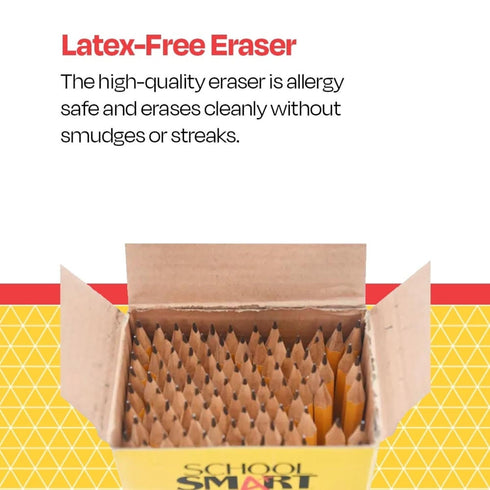 School Smart No 2 Pencils, Pre-Sharpened Hexagonal with Latex-Free Erasers, Pack of 96