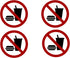 Rogue River Tactical 4 Pack No Food or Drinking Allowed Sticker Set - 3x3 Inch Vinyl Decal for Indoor Outdoor Use