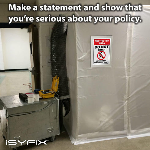 iSYFIX Restricted Area Signs Stickers, 2 Pack, 7x10 Inch, Premium Self-Adhesive Vinyl for Indoor & Outdoor