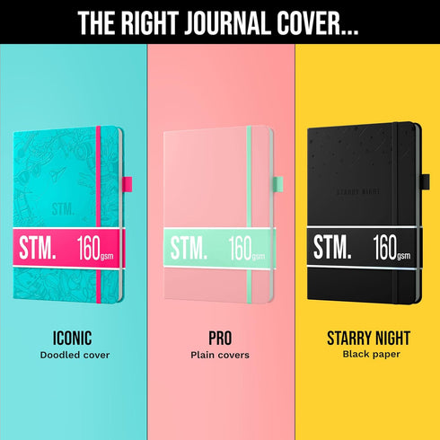 B5 Bullet Dotted Journal Notebook by STM - Thick Bleedproof 120gsm Paper, 215 Pages, Lay Flat Vegan Leather