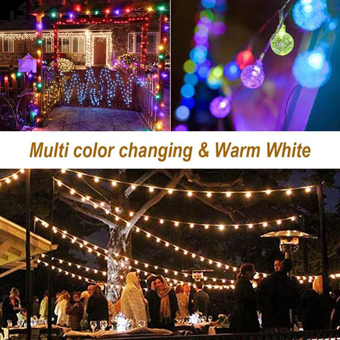 40ft 80 Mocalido Globe String Lights Battery Operated Outdoor, LEDs Hanging Lights with Remote, Warm White & Multicolor