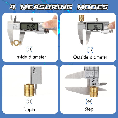 Digital Caliper Measuring Tool, Stainless Steel Vernier Caliper with Large LCD Screen, Easy Switch