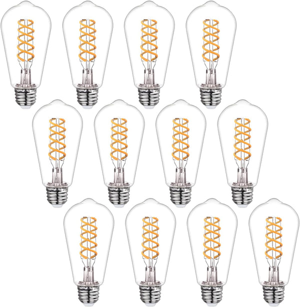 12Pack Dimmable ST58 LED Edison Bulbs, 4.5W Equivalent to 40W Vintage Light Bulbs, E26 Base 2700K ST58/ST19 Clear