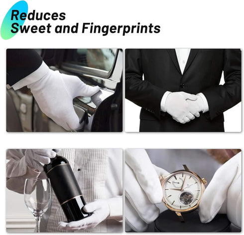 Paxcoo Cotton Gloves for Dry Hands - 20 Pairs Large White for Cosmetic Moisturizing and Inspection