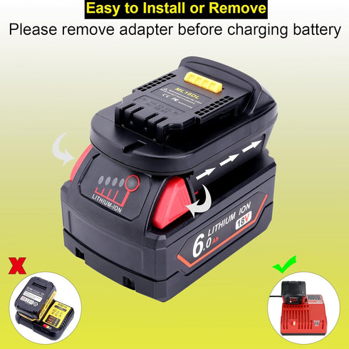 Biswaye Adapter for DeWalt 20V Max Tools, Compatible with Milwaukee M18 18V Battery, 20V to 18V Battery Converter