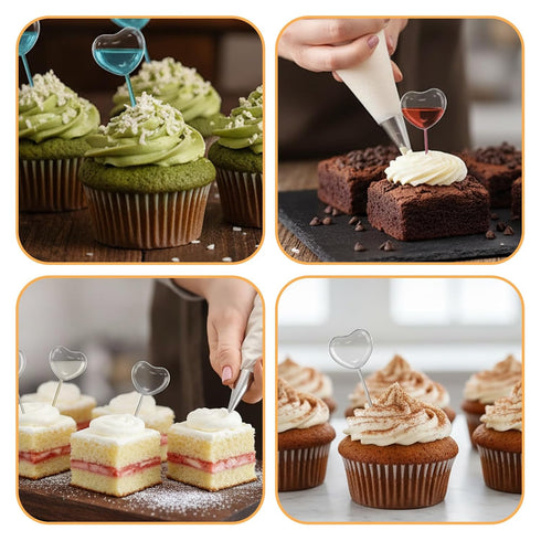 ElevateTech Plastic Transfer Pipettes Heart Style Cupcakes Pipettes PipettesDropper for Chocolate or Strawberries Ice