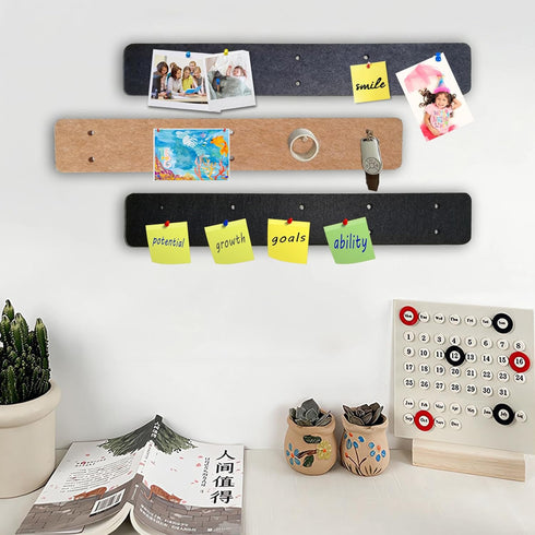 Brown Felt Pin Boards Memo Board with 20 Wooden Dowel Pins, Self-Adhesive Cork Board for Walls Home Office Decor, 6 Pack
