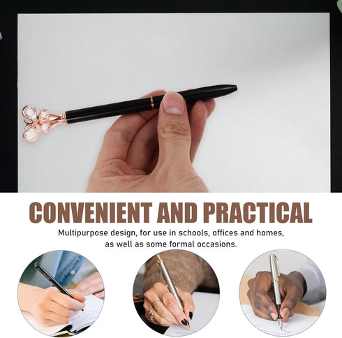 STOBOK Creative Ballpoint Pens, Diamond Butterfly Roller Ball Pens for School Office, Pack of 6