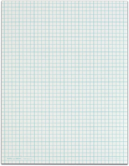 TOPS Cross Section Pad, 1 Pad, 4 Squares/Inch, Quadrille Rule, Letter Size, White, 50 Sheets