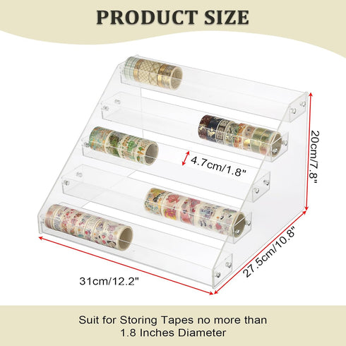BTSKY 5 Tier Washi Tape Organizer - Clear Plastic Storage Rack, Assembly Holder for Scrapbooking Art Craft Supplies