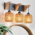 3-Pack Boho Rattan Lamp Shades - Handwoven Natural Wicker Lampshades for Pendant Lights, Chandeliers, Wall Sconces