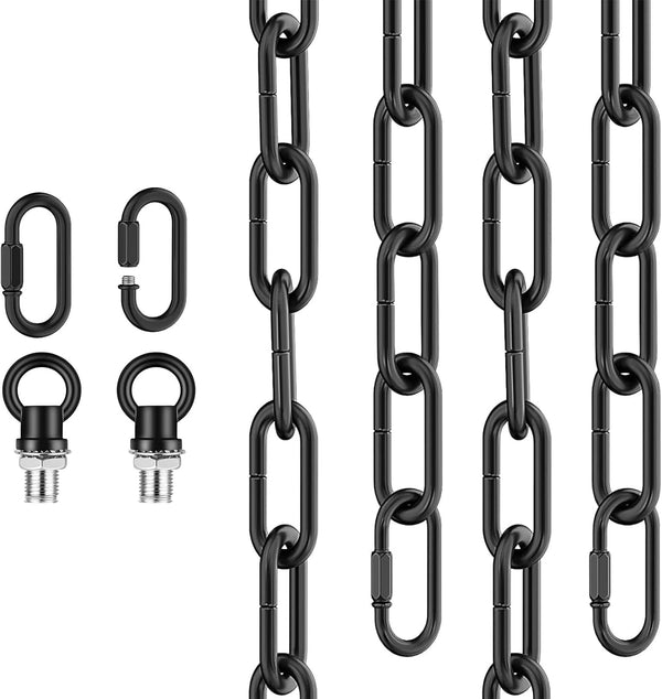 garini 10 Feet Industrial Black Light Fixture Chain, Adjustable Metal Pendant Chandelier