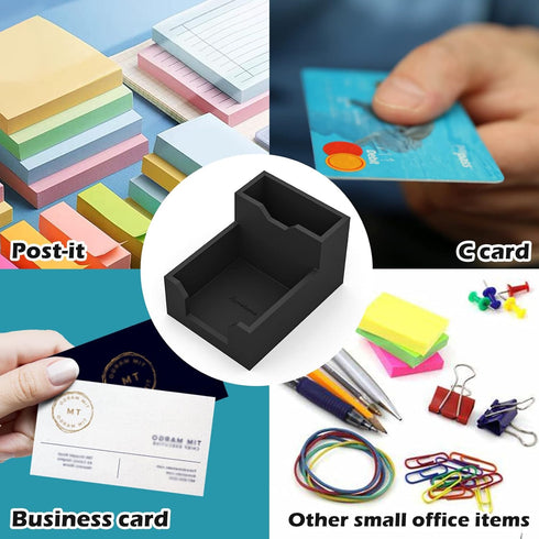 Black Sticky Note Holder, Silicone Memo Holder with Pen or Card Slots, Fits 3x3 Inches Sticky Notes, Dispenser