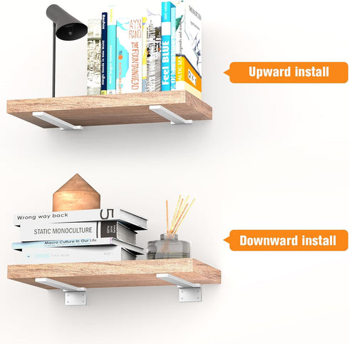 8 inch 6 Pack Floating Shelf Brackets L Brackets for Shelves White Metal Heavy Duty Shelf Bracket for DIY Decorative