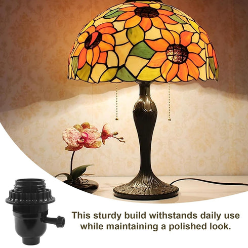 Aoserge E26 Bulb Light Socket with Lamp Shade Ring - Aluminum Medium Base Lamp Holder with ON/Off Switch, Robust