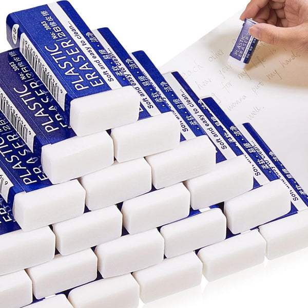 Lewtemi 100 Packs White Erasers Bulk, Large Block Eraser for Kids School Drawing Art, 2 x 0.8 x 0.4 Inch