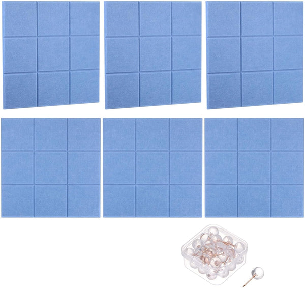 PATIKIL Felt Bulletin Board, 12"x12" 6 Packs Self Adhesive Textured Tiles for Sound Proofing Wall Panels