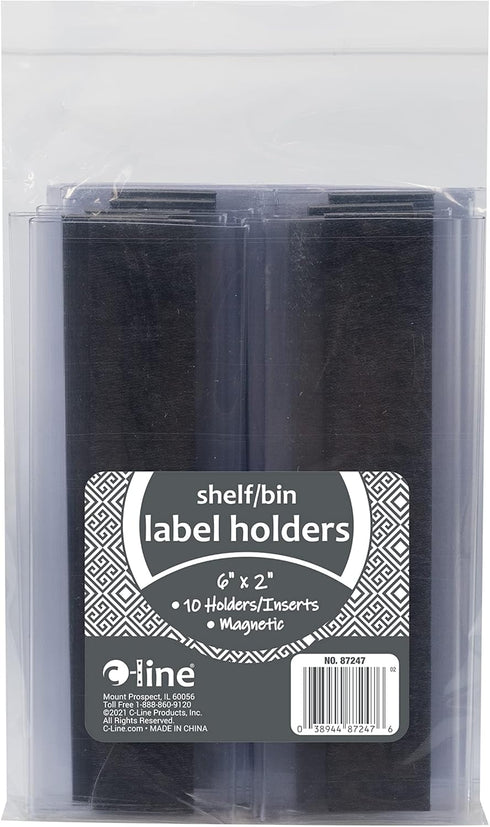 Magnetic Shelf/Bin Label Holders, C-Line HOL-DEX, Clear, 2 x 6, 10/Box, Side Load