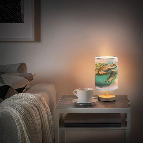 YETTASBIN Sea Turtle Bedside Table Lamp, Small LED Desk Light USB Nightstand Lamp with Non Slip Wood Base