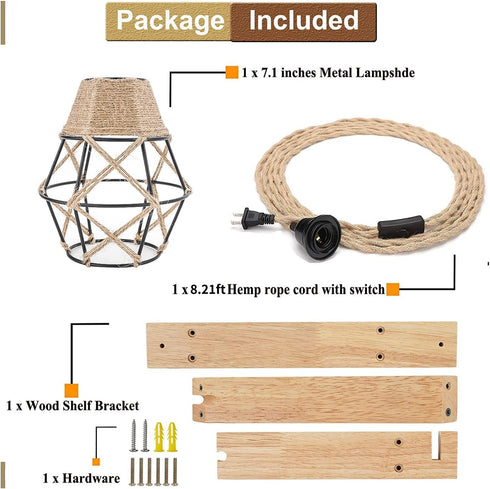 Frideko Wall Lamp with Plug in Cord - Plug in Wall Sconces, Farmhouse Hanging Lamps that Plug into Wall Outlet, Rustic